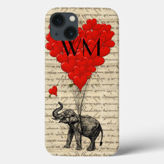 Coque Case-Mate iPhone Eléphant et ballon cardiaque avec monogramme