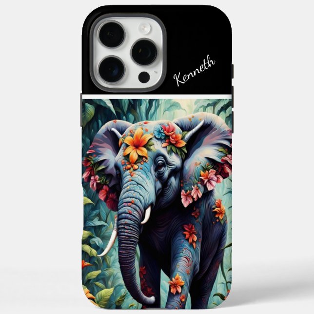 Coques Case-Mate iPhone Eléphant floral dans la jungle (Verso)