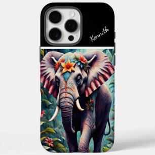 Coque iPhone 16 Pro Max Éléphant Floral Dans La Jungle