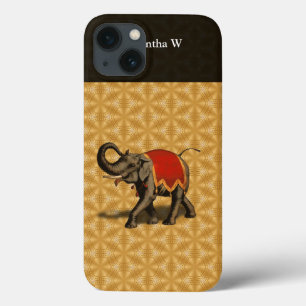 iPhone 13 Coque Eléphant indien avec tissu rouge