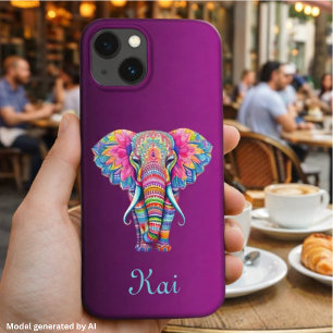 Case-Mate iPhone Case Éléphant Mandala Coloré avec Nom Personnalisé