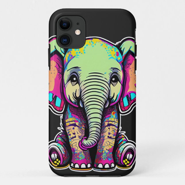 Coques Case-Mate iPhone Eléphant mignon assis illustration numérique (Dos)