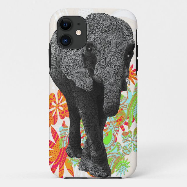 Coques Case-Mate iPhone Éléphant mignon de hippie (Dos)