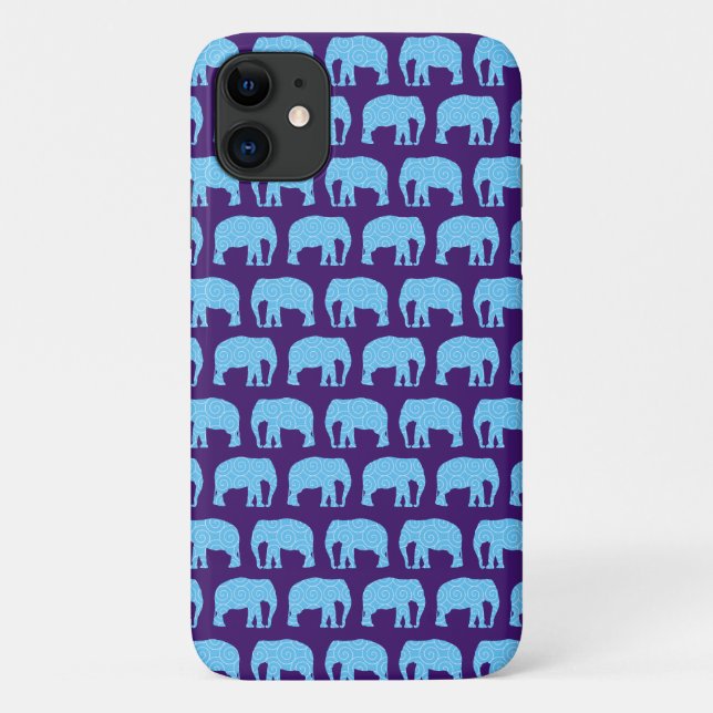 Coques Case-Mate iPhone Eléphant mignon Motif bleu pourpre (Dos)