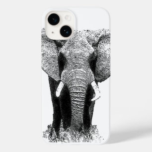 Coque Pour iPhone 14 Eléphant noir et blanc