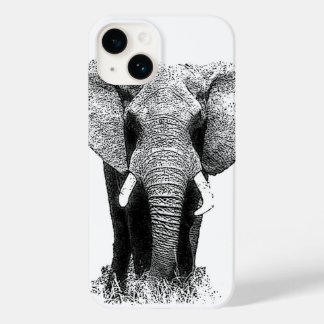 Coque Pour iPhone 14 Eléphant noir et blanc