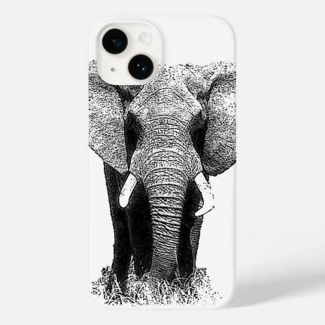 Coques Case-Mate iPhone Eléphant noir et blanc (Verso)