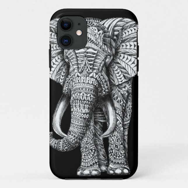 Coques Case-Mate iPhone Éléphant noir tribal (Dos)