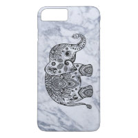 Eléphant Paisley Noir Avec Marbre blanc