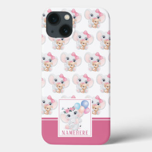 Case-Mate iPhone Case Éléphant Rose Féminin avec Nœud et Motif de Ballon