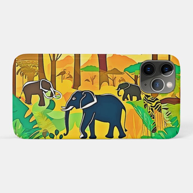 Coques Case-Mate iPhone Elephant Savanna Jungle Art (Dos (Horizontal))
