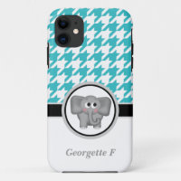 Elephant Turquoise Blanc Houndstooth iPhone 5 Coqu