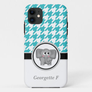 Etui iPhone Case-Mate Elephant Turquoise Blanc Houndstooth iPhone 5 Coqu
