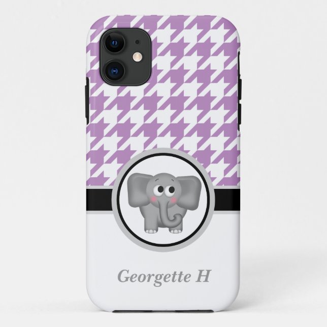 Coques Case-Mate iPhone Eléphant violet et blanc Houndstooth iPhone 5 Coqu (Dos)