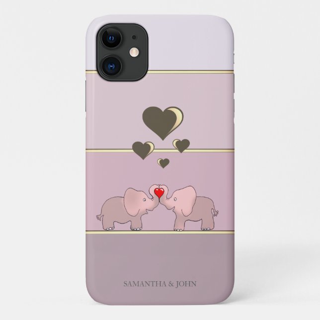 Coques Case-Mate iPhone Eléphants adorables dans l'amour (Dos)