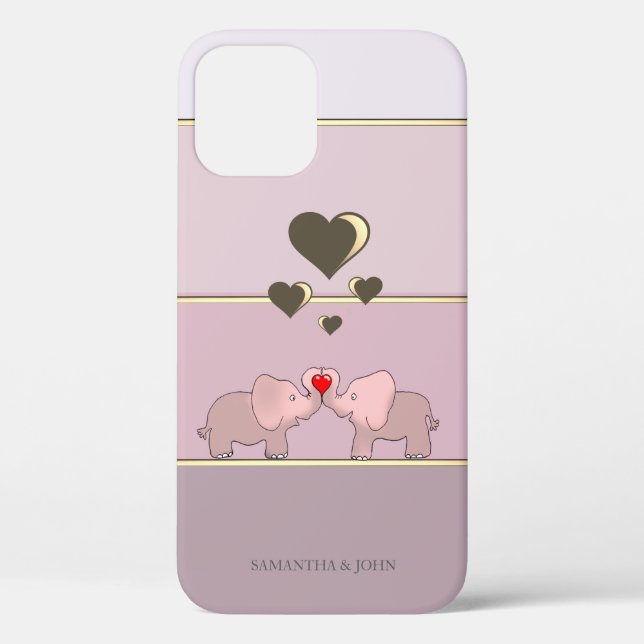 Coques Case-Mate iPhone Éléphants adorables en amour (Verso)