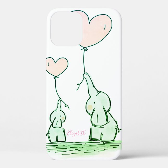 Coques Case-Mate iPhone Éléphants Mignons Avec Ballons -Étui Personnalisé- (Verso)