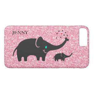 Coques Pour iPhone Eléphants noirs Parties scintillant rose