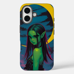 Coque Pour iPhone 16 Elfe de la mer Lune — Portrait nocturne du croissa