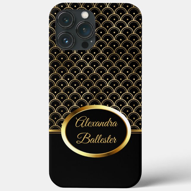 Coques Case-Mate iPhone Élite Élégant Art Déco Or Noir (Verso)