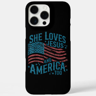 Coque iPhone 16 Pro Max Elle aime Jésus et l'Amérique aussi Drapeau USA 4