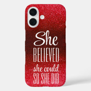 Coque Pour iPhone 16 Elle Croyait Qu'Elle Pouvait Noir Rouge Parties sc