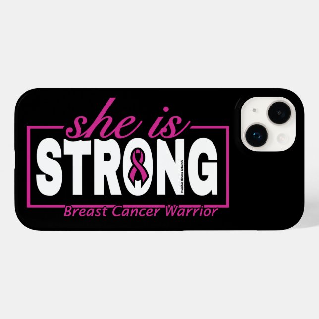 Coques Case-Mate iPhone Elle est FORTE...Cancer du sein (Verso (horizontal))