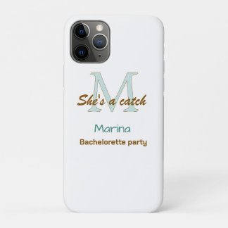 Case-Mate iPhone Case Elle est un parti de célibataire à monogramme bleu