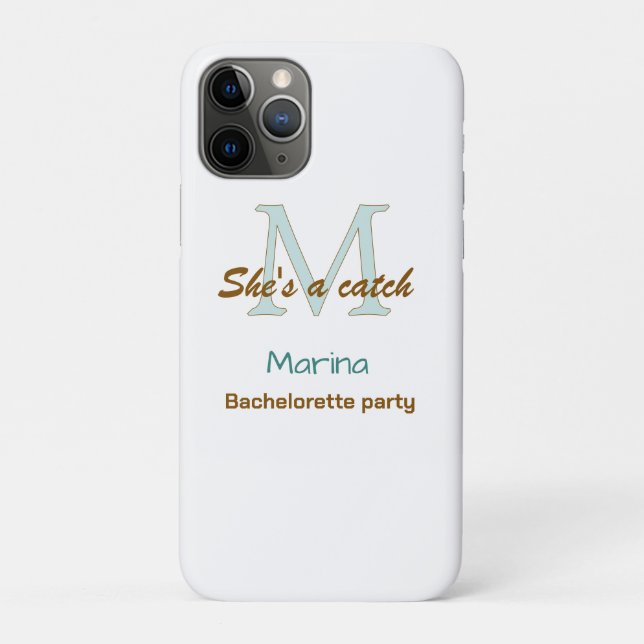 Coques Case-Mate iPhone Elle est un parti de célibataire à monogramme bleu (Dos)