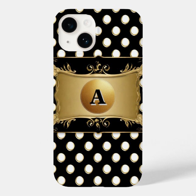 Coques Case-Mate iPhone Emblème doré élégant à pois (Verso)