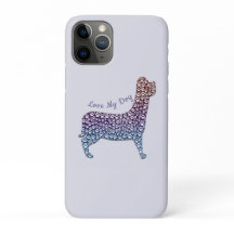 Embossed Indigo Gradient Paw Print Dog Outline