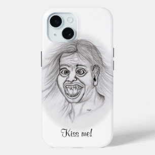 Coque Pour iPhone 15 Embrasse-moi ! - Crayon dessin noir et blanc