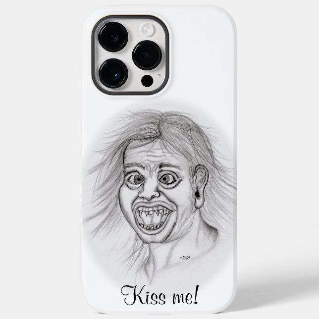 Coques Case-Mate iPhone Embrasse-moi ! Dessin amusant noir et blanc Design (Verso)