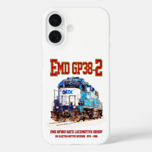 Coque Pour iPhone 16 EMD GP38-2 Locomotive diesel GATX bleu et blanc