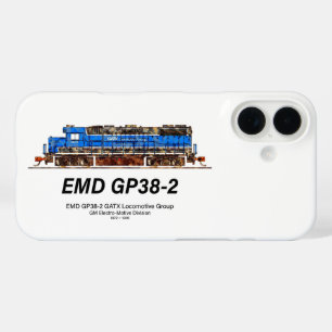 Coque Pour iPhone 16 EMD GP38-2 Locomotive diesel GATX bleu et blanc