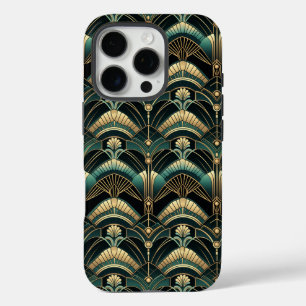 Coque iPhone 16 Pro Emerald et Gold Art déco Thème