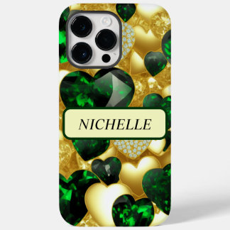 Coque Case-Mate iPhone Emerald, Gold & Diamond Hearts