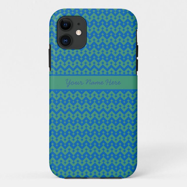 Coques Case-Mate iPhone Emerald Green et Bleu clair Motif géométrique (Dos)