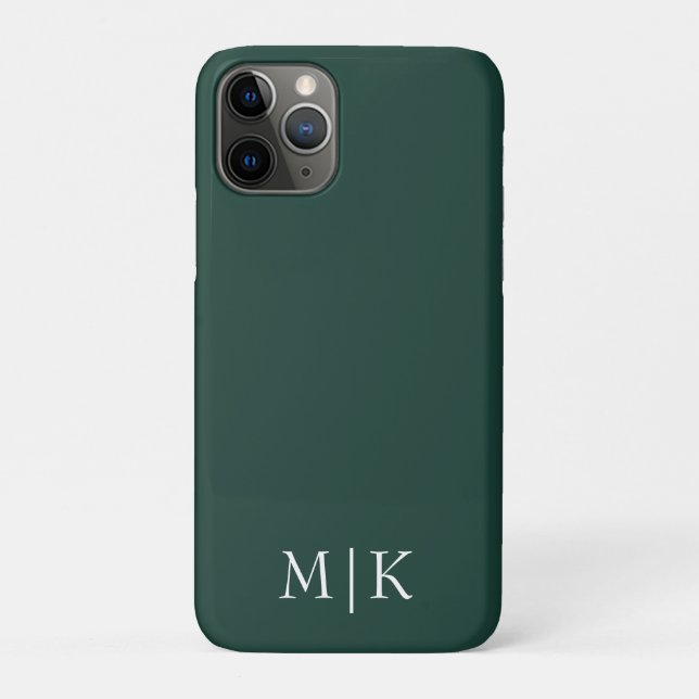 Coques Case-Mate iPhone Emerald Green et White | Monogramme moderne (Dos)