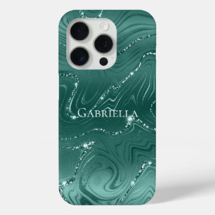 Coque Case-Mate iPhone Emerald Green Glitzy Marble personnalisé