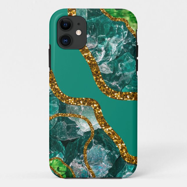 Coques Case-Mate iPhone Emerald Green & Gold Agate Geode (Dos)