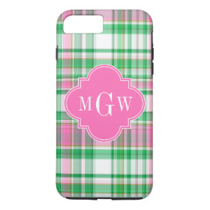 Coque Case-Mate iPhone Emerald Green Hot Pink Wht Preppy Madras
