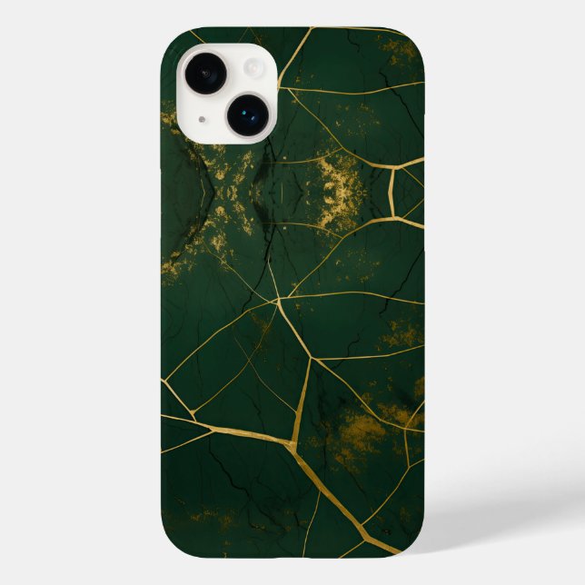 Coques Case-Mate iPhone Emerald Green Marble Gold Parties scintillant (Verso)