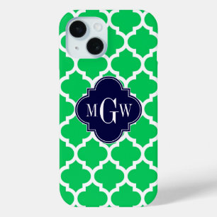 Coque Case-Mate iPhone Emerald White Marocain #5 Marine 3 Monogramme init
