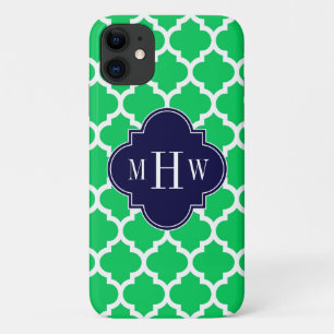 Case-Mate iPhone Case Émeraude Blanc Marocain #5 Navy 3 Initial Monogram