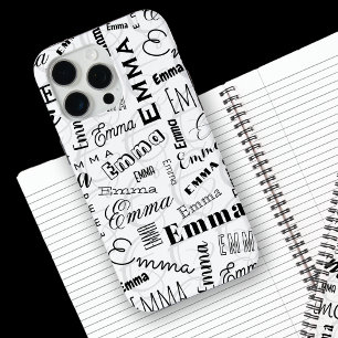Coque Case-Mate iPhone Emma Nom personnalisé Noir Blanc