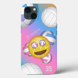 Case-Mate iPhone Case émoticône de volley-ball des filles colorées