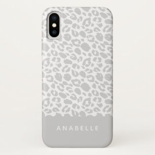 Case-Mate iPhone Case Empreinte de léopard animal moderne gris pâle et b