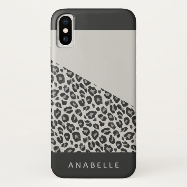 Coques Case-Mate iPhone Empreinte de léopard animal moderne noir et blanc (Dos)