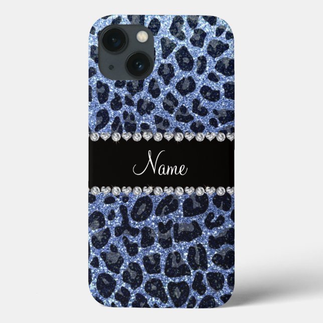 Coques Case-Mate iPhone Empreinte de léopard de parties scintillant bleu c (Verso)